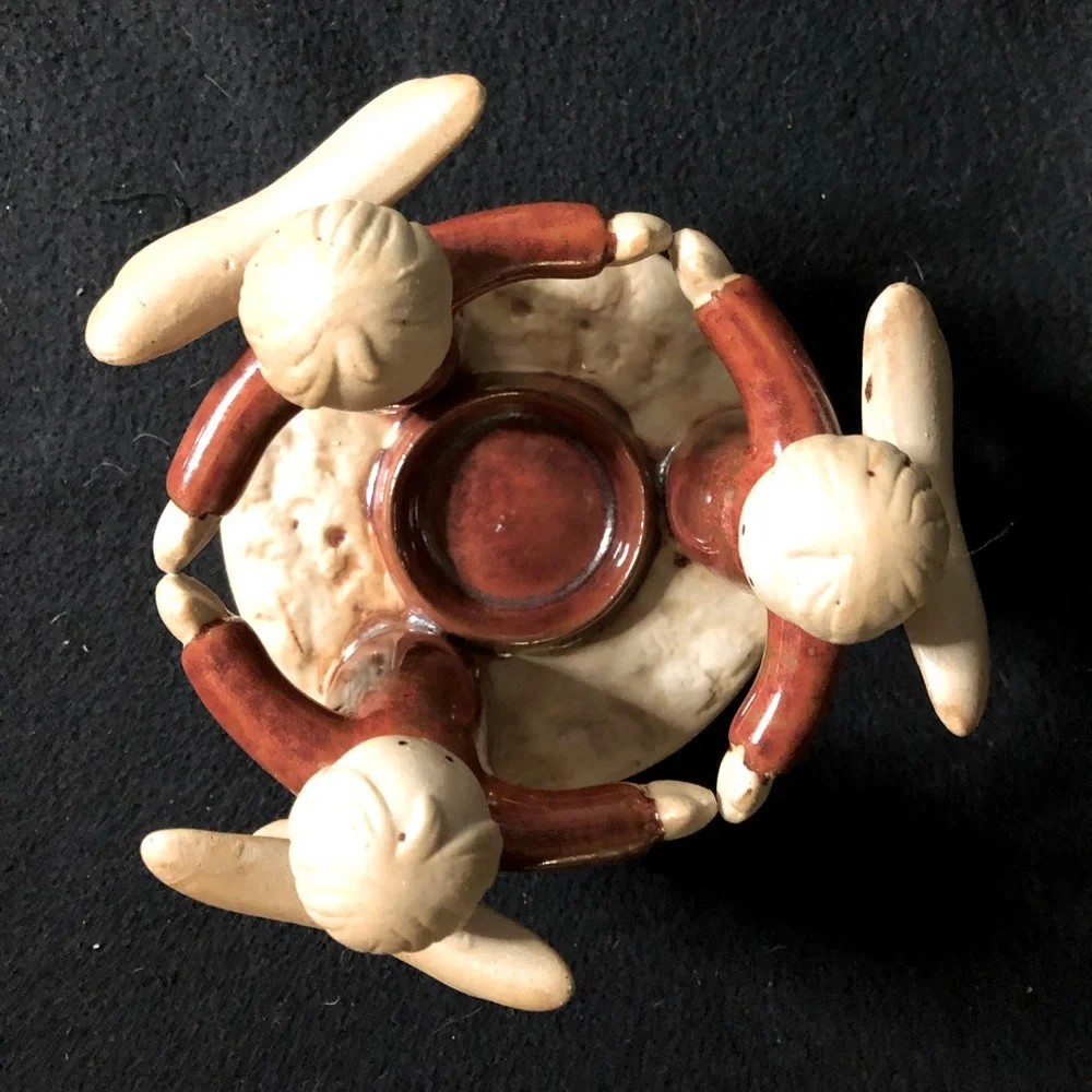 Ceramic Candle Holder with Three Angels - Great Condition